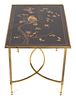 A Chinese Faux Rosewood and Inlaid Brass Side Table Height 18 x width 24 1/2 x depth 17 inches.