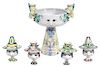 Bjorn Wiinblad (Danish, 1918-2006), DENMARK, 1982, a figural compote, with a set of four covered cups