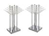 A Pair of Acrylic and Chromed Aluminum Lamps Height overall 20 inches