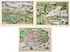 (MAPS) Collection of three copperplate engraved atlas maps with modern coloring.  All with Latin text on verso.  15 3/4 x 20 
