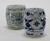 2 Chinese Porcelain Garden Seat Scroll Weights