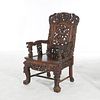Antique Chinese Figural Carved & Reticulated Rosewood Chair Circa 1890