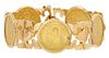 ESTATE 14KT GOLD BRACELET WITH SPANISH COLONIAL PHILIPPINESÂ GOLD COINS