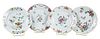 Four Chinese Export Famille Rose Porcelain Floral Plates