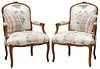 (2) LOUIS XV STYLE UPHOLSTERED FAUTEUILS