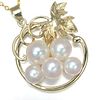 MIKIMOTO PEARL GRAPE LEAF 14K YELLOW GOLD NECKLACE