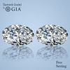 4.02 carat diamond pair, Oval cut Diamonds GIA Graded 1) 2.01 ct, Color G, VVS2 2) 2.01 ct, Color F, VS1. Appraised Value: $151,400 