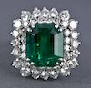 5.48ct GIA certified emerald and diamond ring.