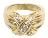 ESTATE TIFFANY & CO. 18KT YELLOW GOLD & DIAMOND SIGNATURE X RING