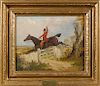 Attributed to Henry Alken Sr. (British 1785-1851), oil on canvas of a man on horseback, 10'' x 12''.