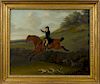 John Nost Sartorius (British 1759-1828), oil on canvas depicting a horse and rider with hounds, si