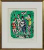 Marc Chagall (French/Russian 1887-1985), color lithograph titled Musicians, on a green backgroun