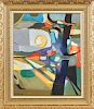 Marcel Mouly (French 1918-2008), oil on canvas abstract, signed lower left and verso, 28'' x 23 1/2