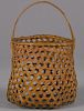 New England openwork cheese basket, 19th c., with fixed handle, 10'' h.