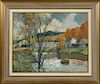 Frederick Mulhaupt (American 1871-1938), oil on board titled Covered Bridge Stowe Vermont, signe