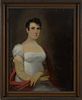 American oil on canvas portrait of a woman, ca. 1840, 33'' x 26''.