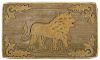 American hooked rug with lion, ca. 1900, 31'' x 55''.