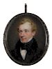 Thomas Story Officer (American 1810-1859), miniature watercolor on ivory portrait of a gentleman,