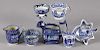 Seven pieces of Historical blue Staffordshire, to include a Boston State House leaf dish, Commodor