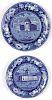 Two Historical blue Staffordshire plates, depicting the Courthouse Baltimore and Exchange Baltimor