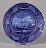 Historical blue Staffordshire City of Albany plate, 10 1/8'' dia.