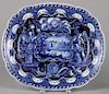 Historical blue Staffordshire America and Independence states platter, 14'' l., 16 5/8'' w.