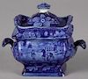 Historical blue Staffordshire Mount Vernon covered sugar, 5 5/8'' h.