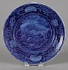 Historical blue Staffordshire Pine Orchard House, Catskill Mountains plate, 10'' dia.