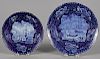 Two Historical blue Staffordshire plates, Cadmus and Dartmouth, 10 1/8'' dia. and 8 3/8'' dia.