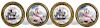 Two pairs of enamel tie backs, 19th c., to include Admiral Nelson's ship Vanguard and the other