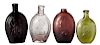 Four Historical glass flasks, 19th c., to include dark amber with Taylor Never Surrenders cannon,