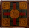Painted pine parcheesi gameboard, 19th c., 19 1/4'' x 18 3/8''.
