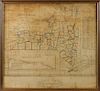 Ink and watercolor Map of the State of New York, dated 1828, signed Anna Baker, 20 1/2'' x 22 1