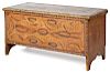 New England painted pine blanket chest, early 19th c., retaining its original polychrome surface,