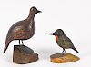 Joseph Moyer (Berks County, Pennsylvania 1883 - 1962), two carved song birds, both signed on base,