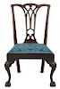 Philadelphia Chippendale mahogany dining chair, ca. 1770, with a gothic splat and shell carved kne