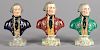 Three Staffordshire busts of George Washington, late 19th c., 8'' h. Provenance: Rentschler collect