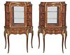 Fine Pair of Gervais Durand Louis XV Style Bronze Mounted, Marquetry and Kingwood Vitrines on Stands