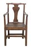 COUNTRY CHIPPENDALE STYLE CARVED OAK ARMCHAIR