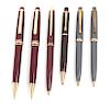 A Collection of Six Montblanc Mechanical Pencils Length of longest 5 1/2 inches.