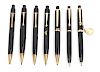A Collection of Seven Montblanc Mechanical Pencils Length of longest 4 7/8 inches.