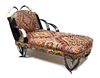 A Steer Horn Upholstered Chaise Lounge Height 40 x width 42 x depth 70 inches.