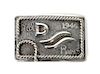 Edward H. Bohlin, Hollywood, CA Sterling Silver Red River Trophy Buckle Height 2 1/4 x width 3 1/2 inches.