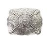 Edward H. Bohlin, Hollywood, CA Sterling Silver Indian Chief Trophy Belt Buckle Height 3 x width 4 inches.