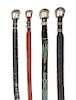 A Collection of Four Western Belts with Silver Ranger Sets Length of belt 39 - 40 inches.