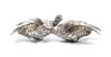 A Pair of Italian Silver Figural Birds, Nava & Nancini Largest height 6 x width 8 x length 12 inches.