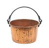 A Large Copper Cauldron Height 14 1/2 x diameter 26 1/2 inches.