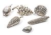 Six Continental Sterling Silver Weighted Fruit and Nut Figurines Longest 6 inches.