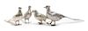 Four Silver Bird Figurines Largest height 5 3/4 x width 3 x length 16 inches.