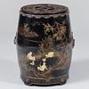 Chinese Export Black Lacquer and Parcel-Gilt Garden Seat